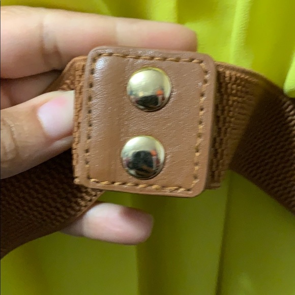 Yellow BCX Dress with brown belt - Picture 5 of 7